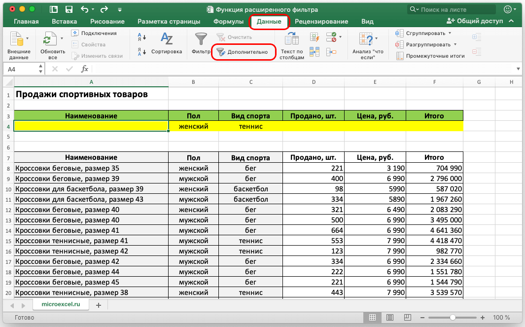 Фильтрация данных в excel. применение расширенного фильтра в excel