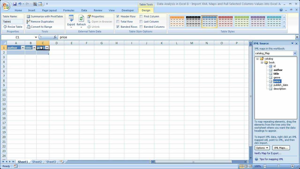 Xml схема для excel