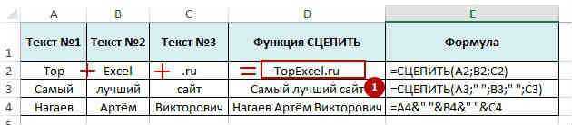 Работа с текстом в excel