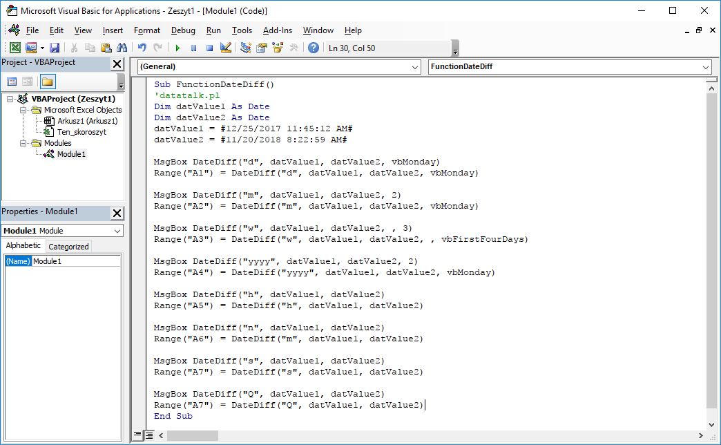 Vba 2. Visual Basic функции. Функции Visual Basic for application. Примеры функций в Visual Basic. Datediff vba excel примеры.