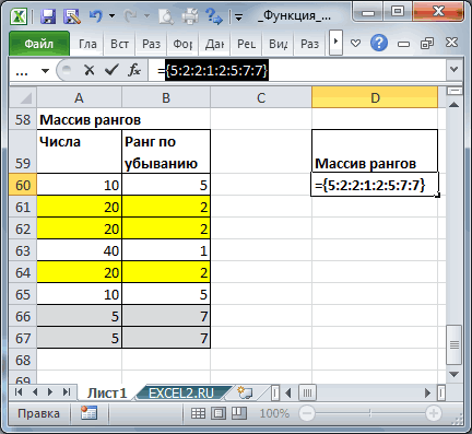 Функция rank. Ранг в эксель формула. Функция ранг в эксель. Ранг РВ В эксель формула. Ранг числа в экселе.