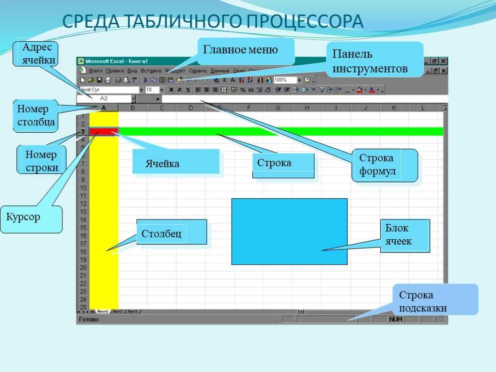 Процессор excel. Среда табличного процессора. Табличный процессор excel.