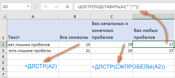 Как использовать функцию длстр в эксель