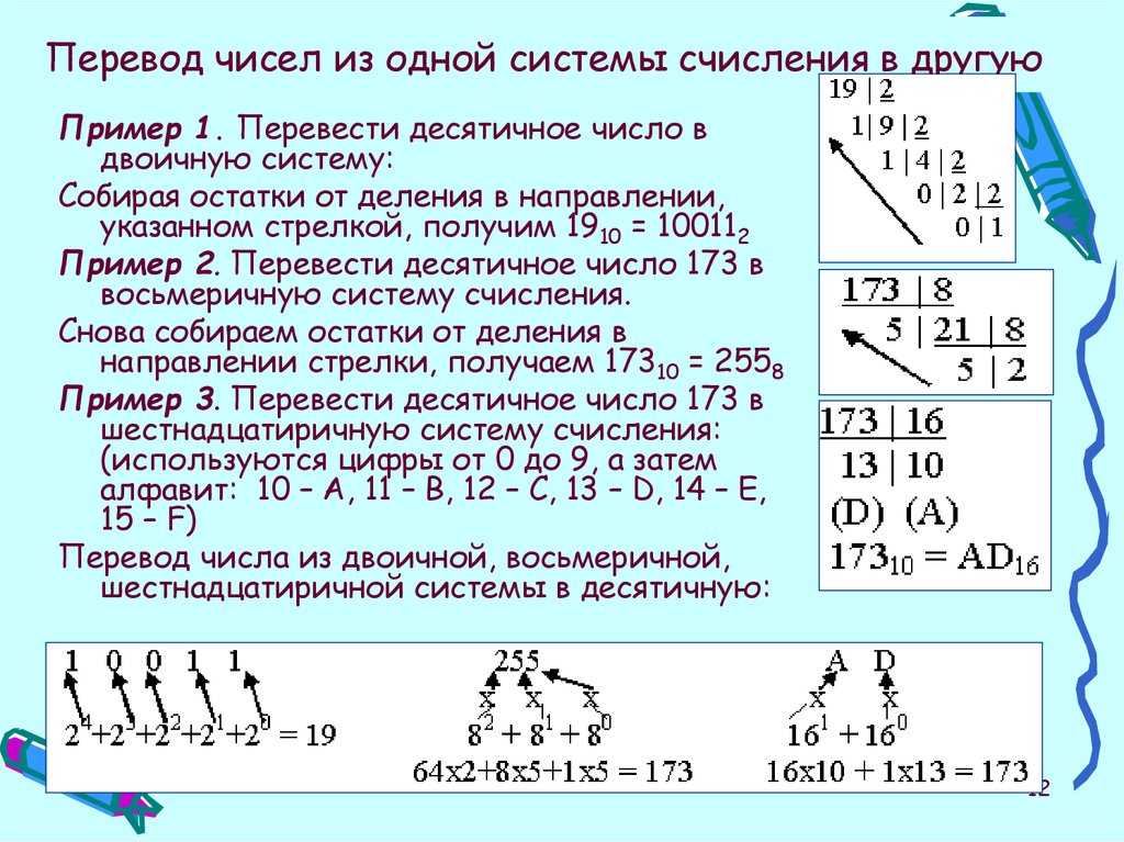 Презентация системы счисления перевод из одной системы счисления в другую