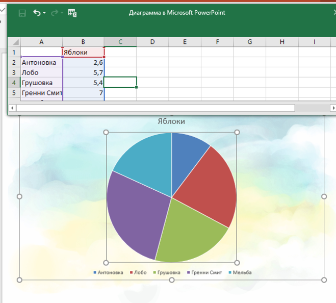 Как в powerpoint изменить цвет диаграммы в