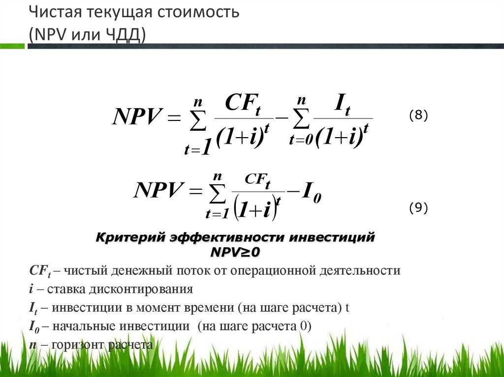 В чем суть определения чистой текущей стоимости проекта npv определения