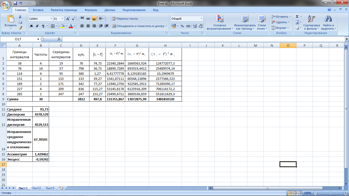 Среднеквадратичное отклонение в excel