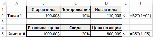 Как вычесть процент из числа в ms excel