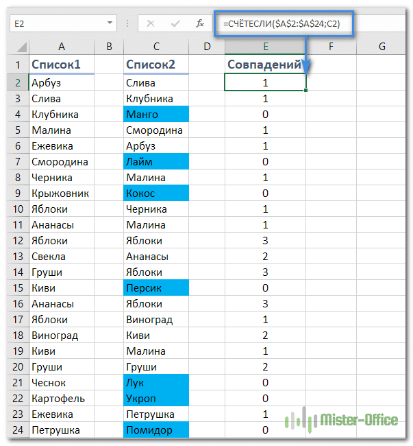 Как сделать счетесли в excel?