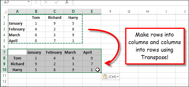 Как транспонировать данные excel - gadgetshelp,com