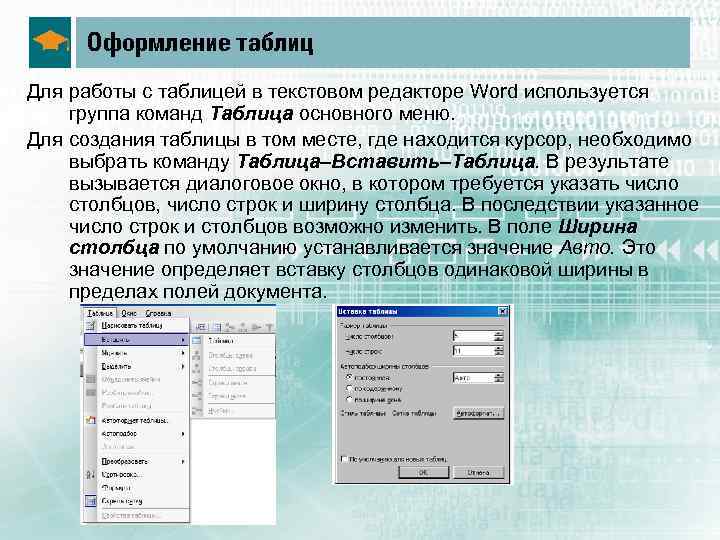 Условное форматирование таблицах