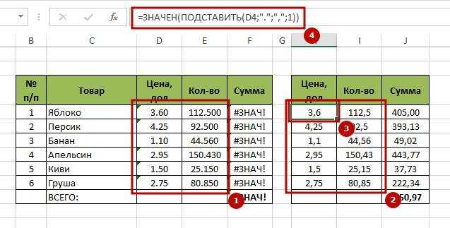 Как в экселе заменить точку на запятую