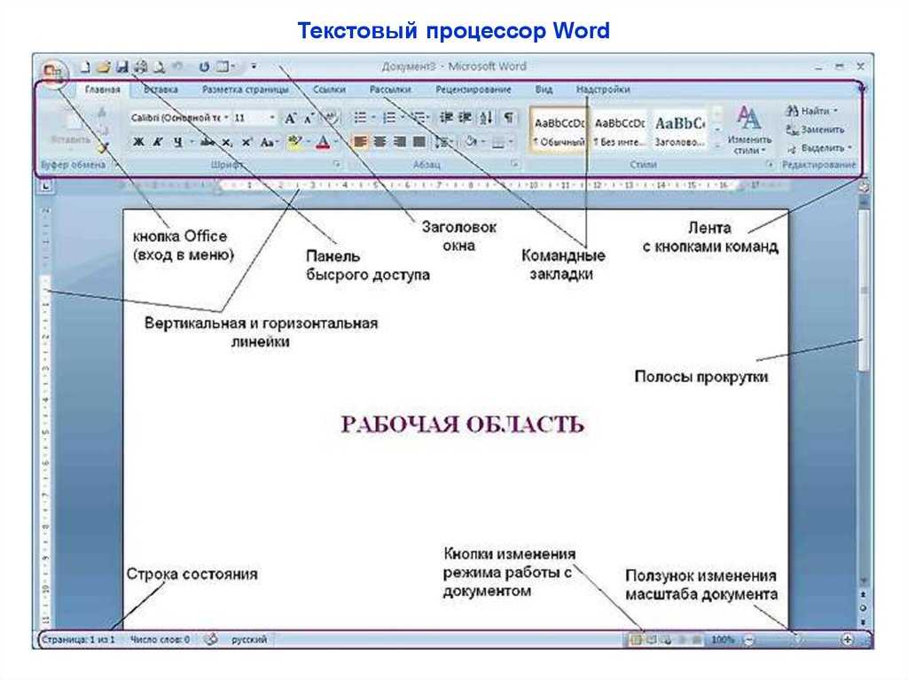 Какой элемент окна программы ms word выделен красным на рисунке