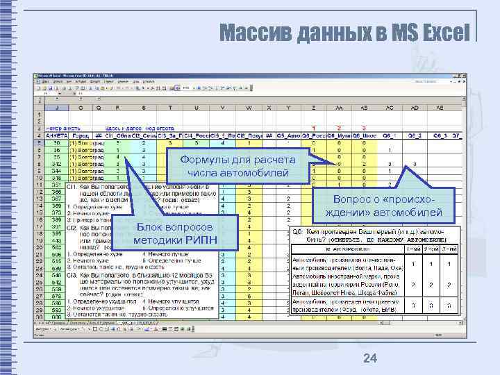 Функции массива в excel