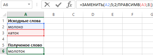 Примеры функции подставить для замены текста в ячейке excel