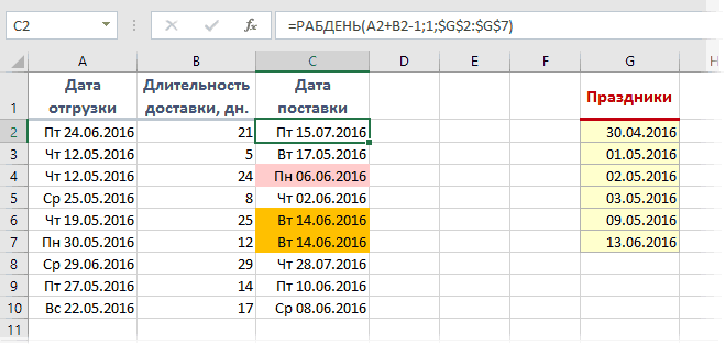 Как рассчитать недели между двумя датами в excel?